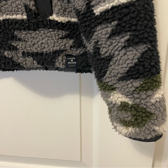 Lucky Brand Hi-Pile Southwest Fleece Hoodie Sweater W’s M (Men’s S) Black Green - Picture 4 of 10
